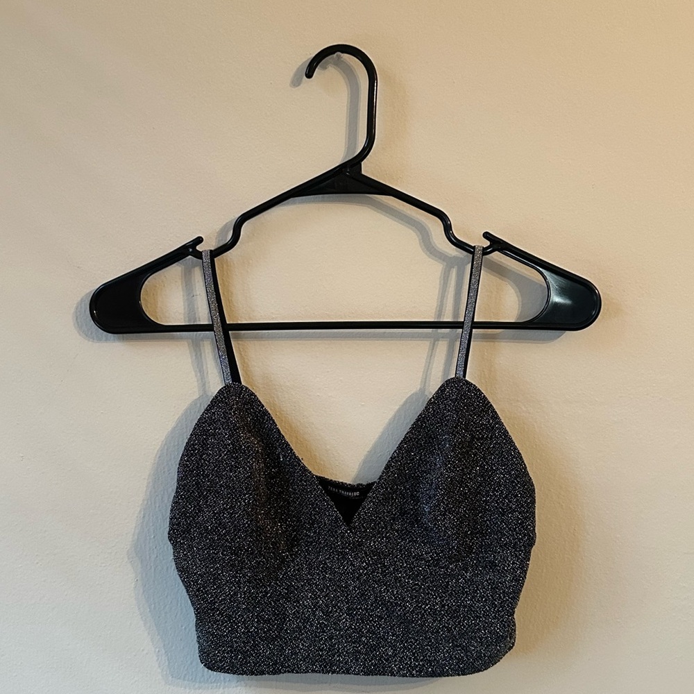 Zara Black Glittery Crop Top